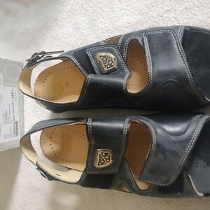 Womens Black Leather Sandals